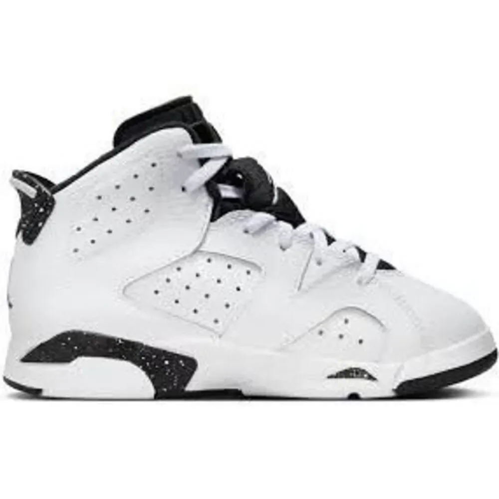 Jordan 6 Retro Sneakers White Black Reverse Oreo Basketball Little Kid Size 12C